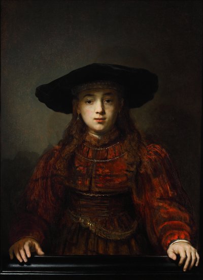 Dziewczyna w ramie obrazu, 1641 autorstwa Rembrandt van Rijn