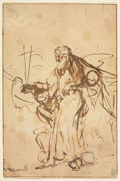 Bóg Ojciec wspierany przez aniołów autorstwa Rembrandt van Rijn