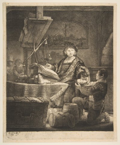 Jan Uytenbogaert Złoty odważnik, 1639. autorstwa Rembrandt van Rijn