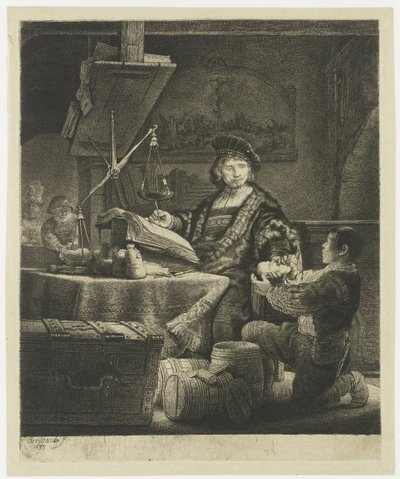 Jan Uytenbogaert, „waga złota” autorstwa Rembrandt van Rijn