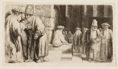Żydzi w synagodze autorstwa Rembrandt van Rijn