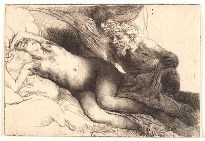 Jowisz i Antiope: większa płyta autorstwa Rembrandt van Rijn