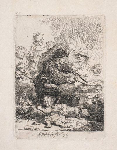 Kobieta smażąca placki autorstwa Rembrandt van Rijn