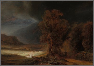Krajobraz z przypowieścią o miłosiernym Samarytaninie autorstwa Rembrandt van Rijn