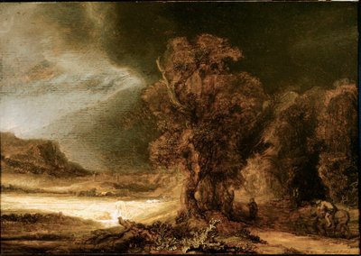 Pejzaż u Dobrego Samarytanina Obraz Harmenszoon van Rijn dit Rembrandt (1606-1669) 1638 nd. 46,5x66 cm Muzeum Czartoryskich, Kraków, Polska autorstwa Rembrandt van Rijn