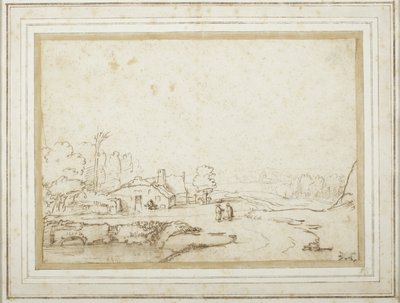 Krajobraz z fragmentem stawu autorstwa Rembrandt van Rijn
