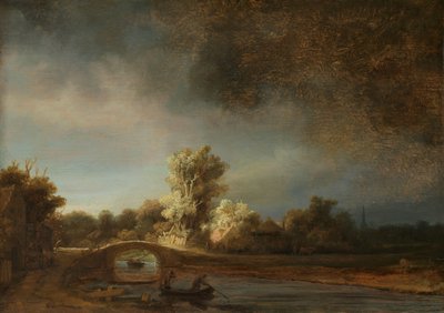 Krajobraz z kamiennym mostem Krajobraz z kamiennym mostem autorstwa Rembrandt van Rijn