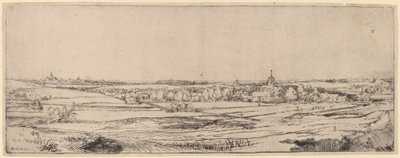 Krajobraz z widokiem na Haarlem (Pole Złotego Wagi) autorstwa Rembrandt van Rijn
