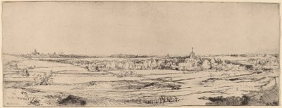 Krajobraz z widokiem na Haarlem (Pole Złotego Wagi) autorstwa Rembrandt van Rijn