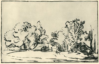 Krajobraz z dwoma chatami, c1650-1655, 1943. autorstwa Rembrandt van Rijn