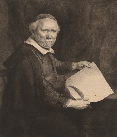 Lieven Willemsz van Coppenol: Większa płyta, 1658. autorstwa Rembrandt van Rijn