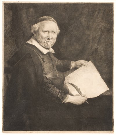 Lieven Willemsz van Coppenol, mistrz pisania: większy talerz autorstwa Rembrandt van Rijn