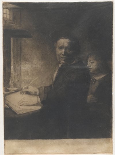 Lieven Willemsz. van Coppenol, mistrz kaligrafii: mniejsza tabliczka autorstwa Rembrandt van Rijn