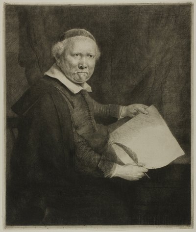 Lieven Willemsz. von Coppenol, mistrz pisania: Większa płyta autorstwa Rembrandt van Rijn