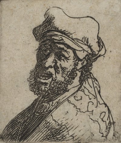 Mężczyzna wołający, trzy czwarte po lewej: Biust, ca. 1629., ca. 1629. autorstwa Rembrandt van Rijn
