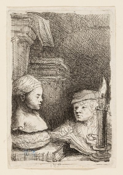 Mężczyzna rysujący z obsady autorstwa Rembrandt van Rijn