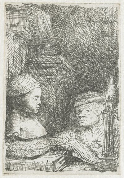 Mężczyzna rysujący z odlewu autorstwa Rembrandt van Rijn