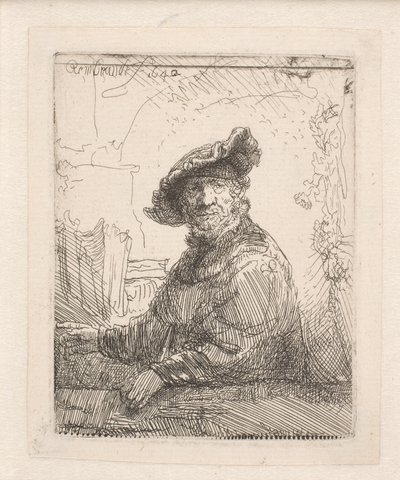 Mężczyzna w altanie autorstwa Rembrandt van Rijn