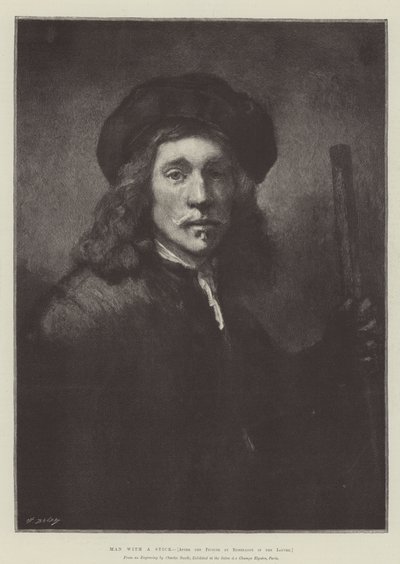 Człowiek z kijem autorstwa Rembrandt van Rijn