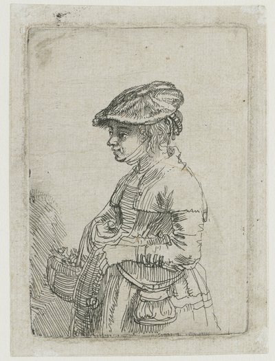 Dziewczynka z koszykiem autorstwa Rembrandt van Rijn