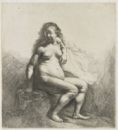 Naga kobieta na kopcu Naga kobieta na kopcu autorstwa Rembrandt van Rijn