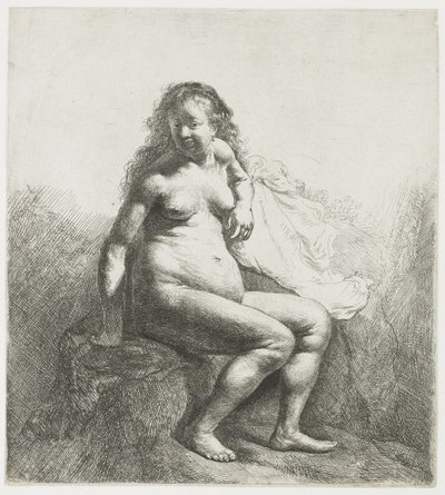 Naga kobieta na kopcu autorstwa Rembrandt van Rijn