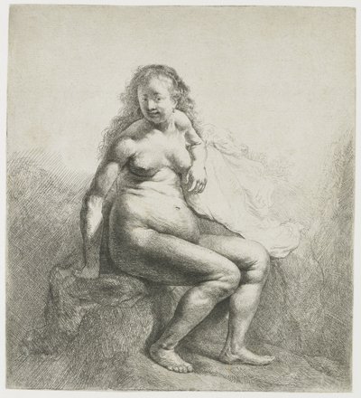 Naga kobieta na kopcu autorstwa Rembrandt van Rijn