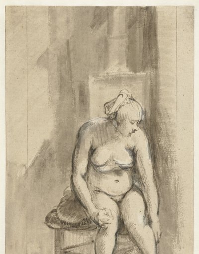 Naga kobieta siedząca przy piecu Naga kobieta, siedząca przy piecu autorstwa Rembrandt van Rijn