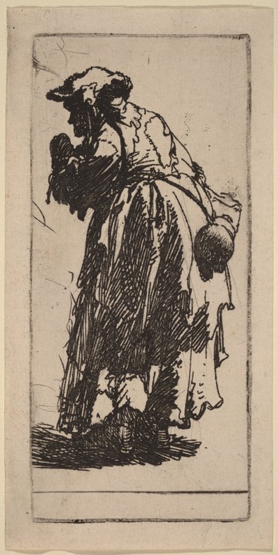 Stara żebraczka z tykwą autorstwa Rembrandt van Rijn