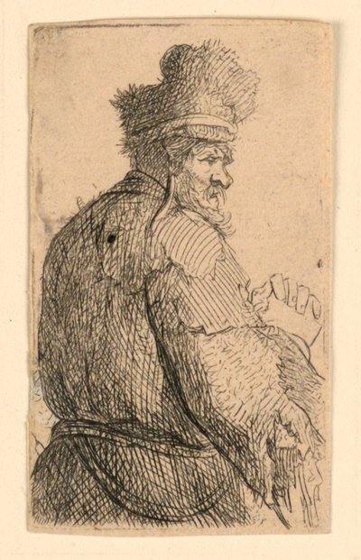 Stary człowiek widziany z tyłu, profil po prawej: półpostać autorstwa Rembrandt van Rijn