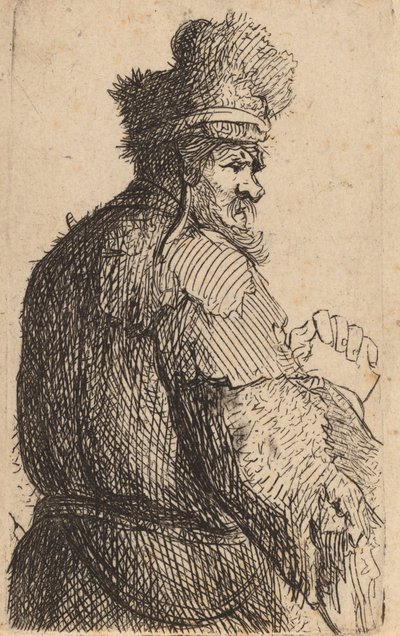 Stary człowiek widziany z tyłu, profil z prawej, ok. 1930 r. 1631. autorstwa Rembrandt van Rijn