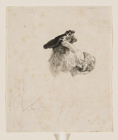 Starszy mężczyzna zasłaniający dłonią oczy autorstwa Rembrandt van Rijn