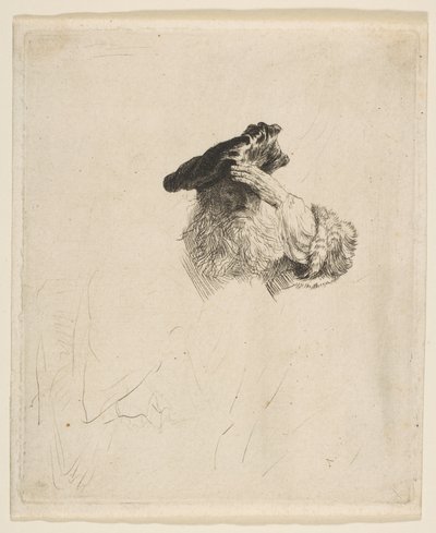 Stary człowiek zasłaniający oczy dłonią, ok. godz. 1639. autorstwa Rembrandt van Rijn