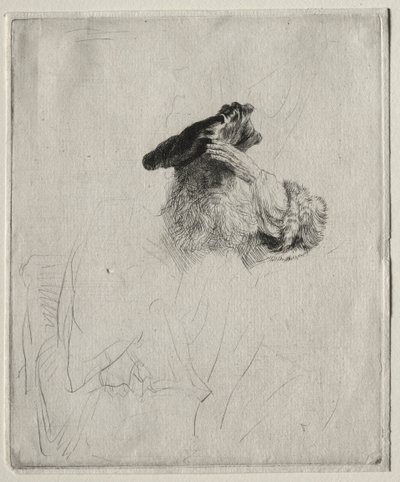 Stary człowiek zasłaniający oczy dłonią, ok. 1930 r. 1639. autorstwa Rembrandt van Rijn