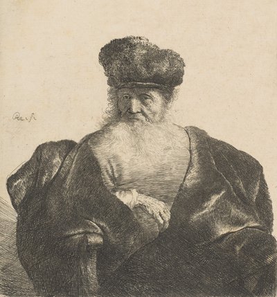 Starzec z brodą, futrzaną czapką i aksamitną peleryną, ca. 1631., ca. 1631. autorstwa Rembrandt van Rijn