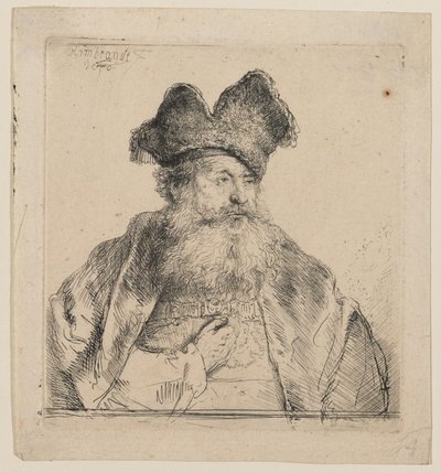 Staruszek w czapce z dzielonym kołnierzem autorstwa Rembrandt van Rijn