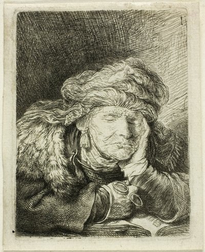 Stara kobieta śpi autorstwa Rembrandt van Rijn