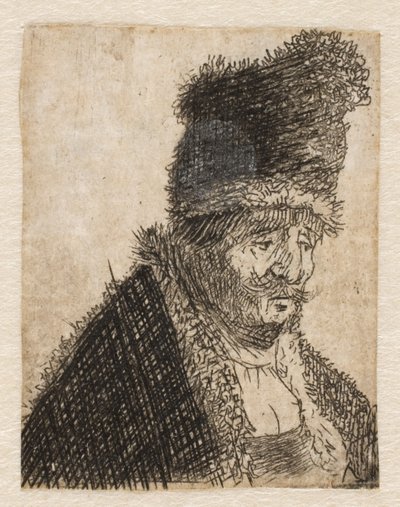 Starzec w futrze i wysokiej czapce: popiersie autorstwa Rembrandt van Rijn