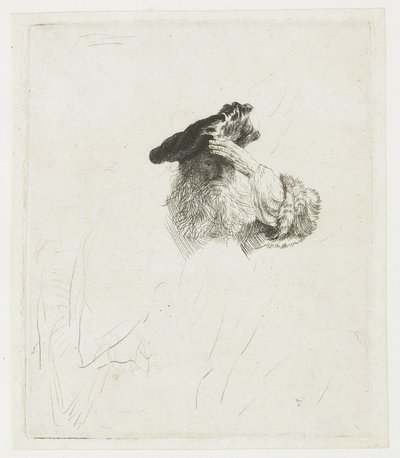Starszy mężczyzna zasłaniający dłonią oczy autorstwa Rembrandt van Rijn