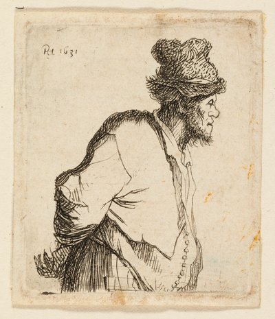 Chłop z rękami za plecami autorstwa Rembrandt van Rijn