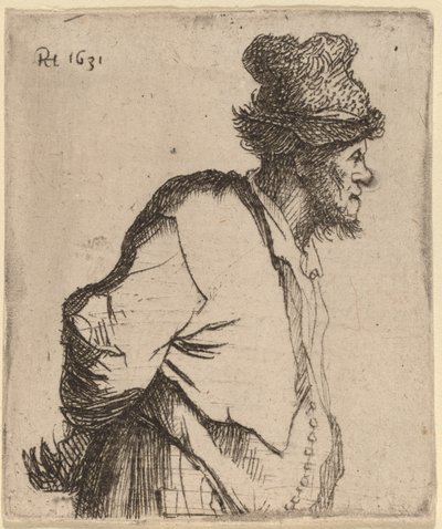 Chłop z rękami za plecami autorstwa Rembrandt van Rijn