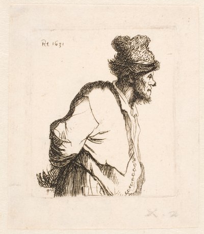 Chłop z rękami za plecami autorstwa Rembrandt van Rijn