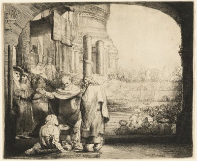 Piotr i Jan uzdrawiają kalekę przy bramie świątyni autorstwa Rembrandt van Rijn