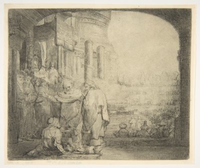 Piotr i Jan uzdrawiają kalekę przy bramie świątyni, 1659. autorstwa Rembrandt van Rijn