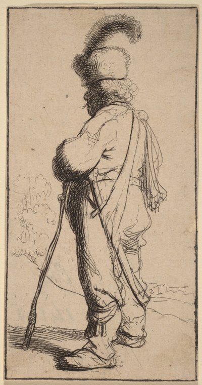 Polak opierający się na lasce autorstwa Rembrandt van Rijn