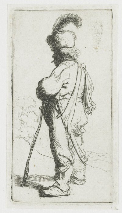 Polak opierający się na lasce autorstwa Rembrandt van Rijn