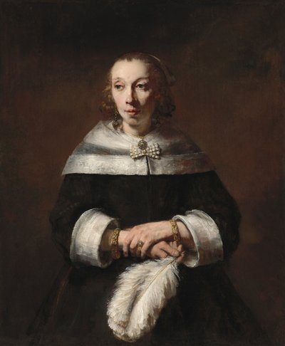 Portret damy ze strusim wachlarzem autorstwa Rembrandt van Rijn