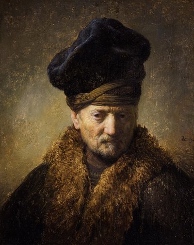 Portret starca w futrzanym kapeluszu, 1630 autorstwa Rembrandt van Rijn