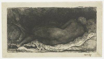 Półleżąca nagość kobieca Leżąca naga kobieca autorstwa Rembrandt van Rijn