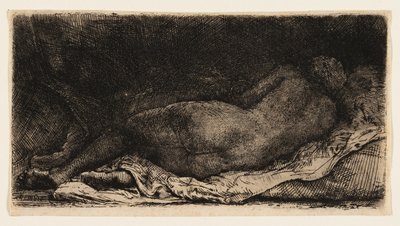 Półleżąca nagość kobieca autorstwa Rembrandt van Rijn